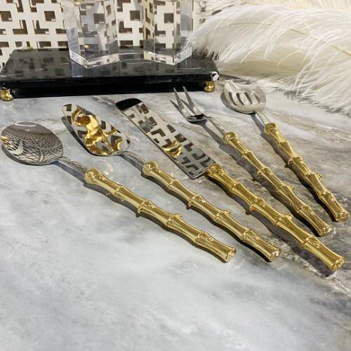 Royking Bambu 5 Parça Servis Seti - Gold - 1