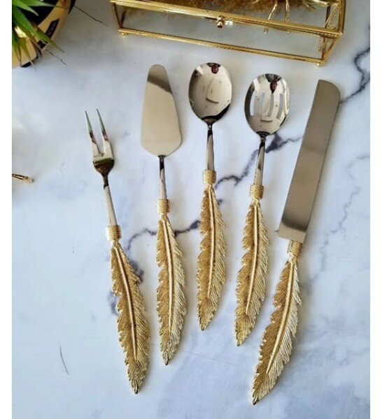 RoyKing Tüy 5 Parça Servis Seti Altın - 1