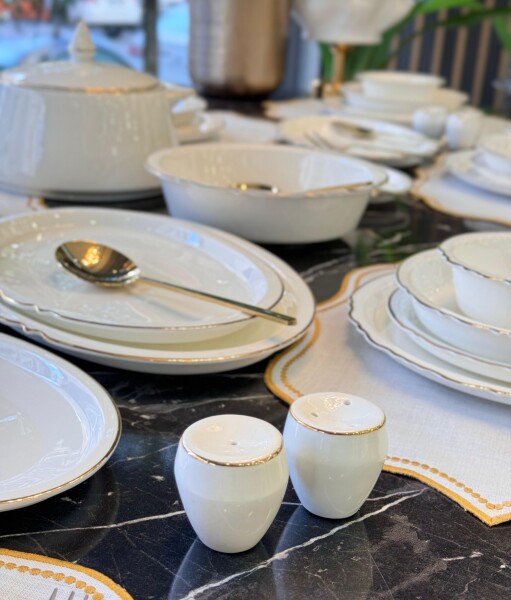 Rumi Modern 60 Parça 12 Kişilik Bone Yemek Takımı Gold(Yemek Takımı Alana 12 Kişilik 72 Parça Çatal Kaşık Bıçak Takımı Hediye) - 4