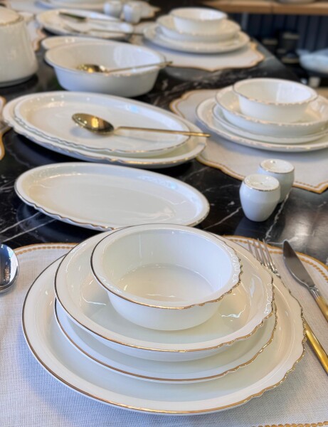 Rumi Modern 60 Parça 12 Kişilik Bone Yemek Takımı Gold(Yemek Takımı Alana 12 Kişilik 72 Parça Çatal Kaşık Bıçak Takımı Hediye) - 6